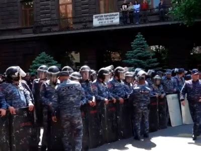 Unprecedented Number Of Police Block Street Behind Armenia Government