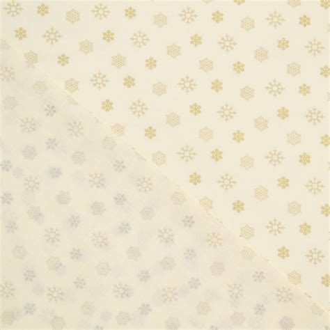 Tissu Coton Popeline Flocons De Neige No L Golden Snowflakes Cr Me