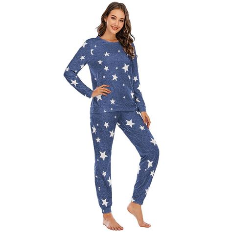 Free Shipping Service Ekouaer Womens Pajama Set Long Sleeve Sleepwear Star Print Cotton