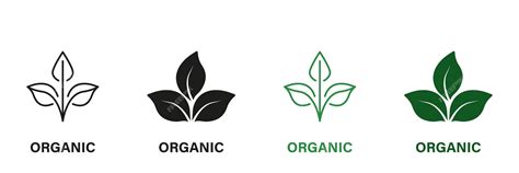 Premium Vector Organic Product Green And Black Icon Set Natural Bio Healthy Eco Food Line And