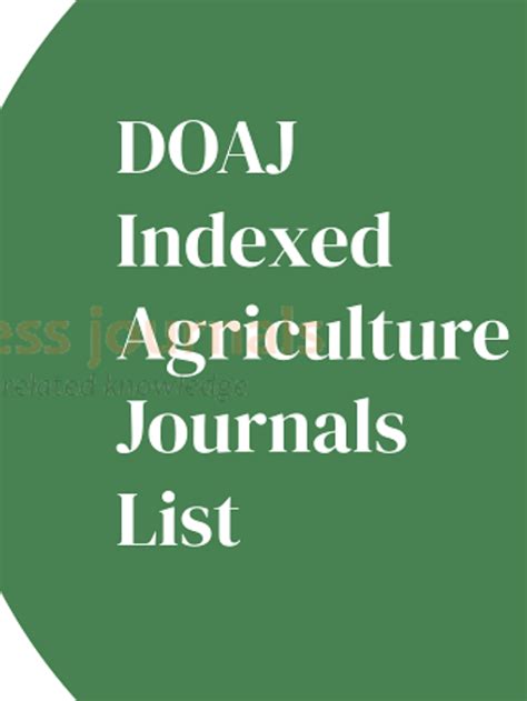 DOAJ Indexed Agriculture Journals List » Open access journals