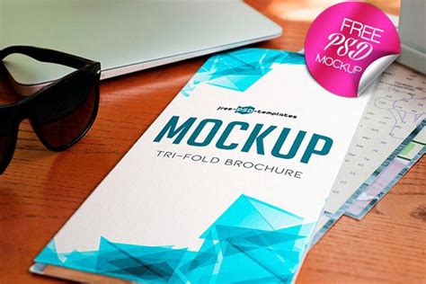 Tri Fold Brochure Mockup Laying Open Free Resource Boy