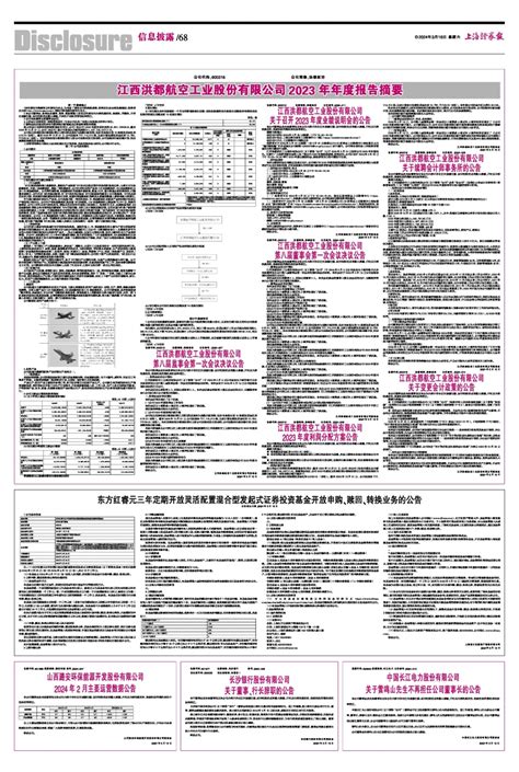 江西洪都航空工业股份有限公司2023年年度报告摘要上海证券报