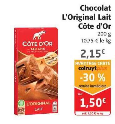 Promo Chocolat L Original Lait C Te D Or Chez Colruyt Icatalogue Fr