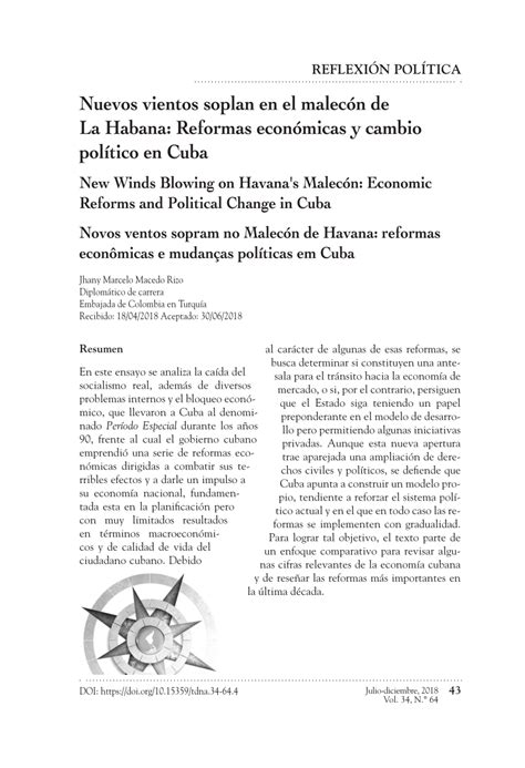 Pdf Nuevos Vientos Soplan En El Malec N De La Habana Reformas