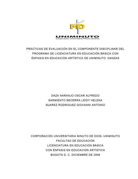 Pr Cticas De Evaluaci N En El Componente Disciplinar Del Programa De