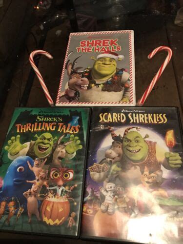 CHRISTMAS HALLOWEEN DVD LOT SHREK THE HALLS SCARED SHREKLESS THRILLING