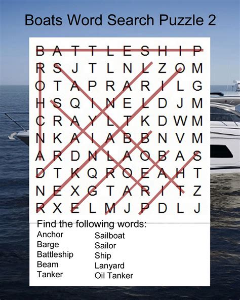 Printable Boat Word Search