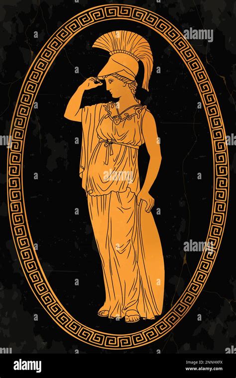 The Ancient Greek Goddess Of Wisdom Pallas Athena In A Helmet And Tunic