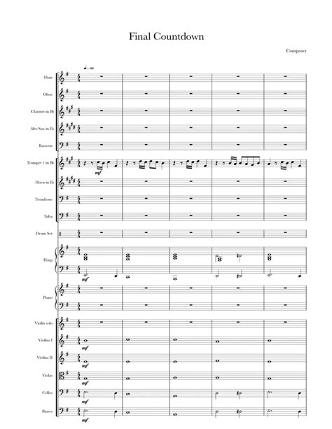 The Final Countdown Arr S Mcloughlin By Joey Tempest Sheet Music For Full Orchestra At Sheet