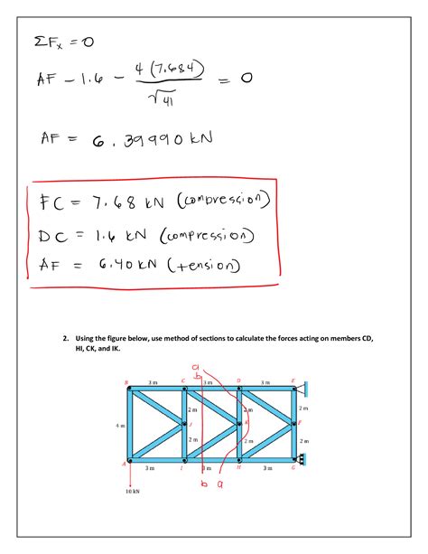 Solution Analysis Of Trusses Method Of Section And Members Statics Of