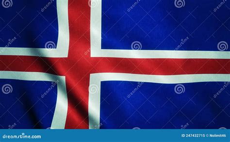 Realistic Ultra HD Flag Of The Iceland Waving In The Wind Seamless