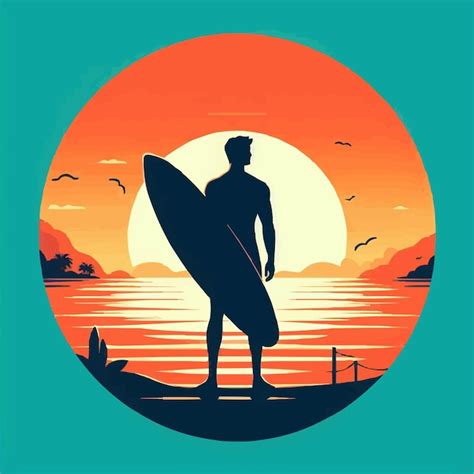 Standing Sunset Surf Vectors And Illustrations For Free Download