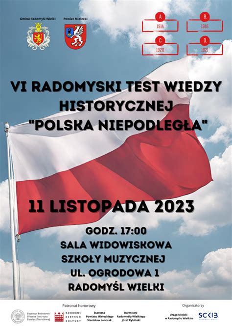 Vi Radomyski Test Wiedzy Historycznej Polska Niepodleg A Sckib W