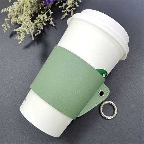 Pu Leather Cup Holder Portable Glass Bottle Leather Case Heat Resistant