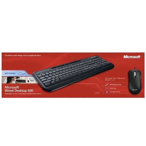 Microsoft Wired Desktop 600 Series USB Keyboard and Mouse Combo - Black - APB-00018 | Mwave.com.au