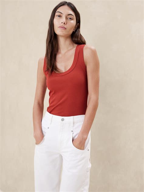 Ribbed Scoop Neck Tank Banana Republic