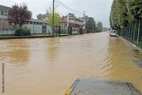 roads submerged by the mud of the flood after the flooding of th Stock Photo | Adobe Stock