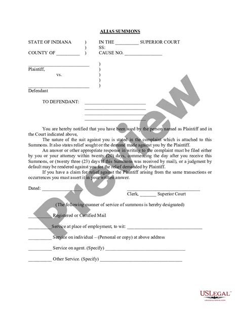 Alias Summons Form For Florida Us Legal Forms