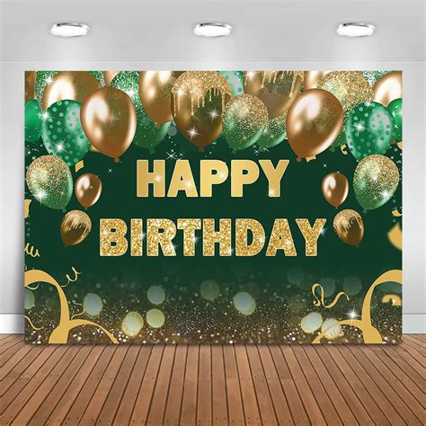 Mocsicka Glitter Green Gold Birthday Backdrop Gold Green