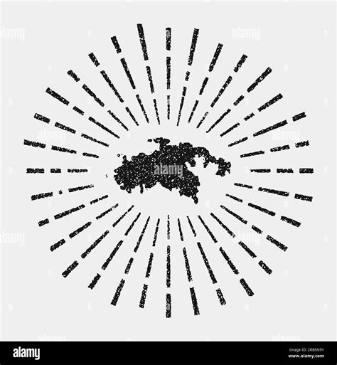 Vintage Map Of Saint John Grunge Sunburst Around The Island Black