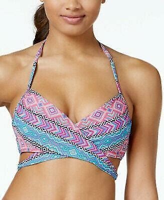 NWT SUNDAZED Multi Simone Bra Underwire Wrap D Cup Bikini Swimsuit Top