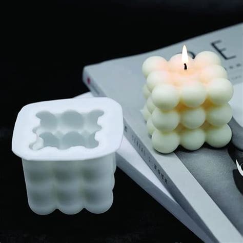 Moldberry White Silicone Bubble Candle Cube Mould For Making Candle