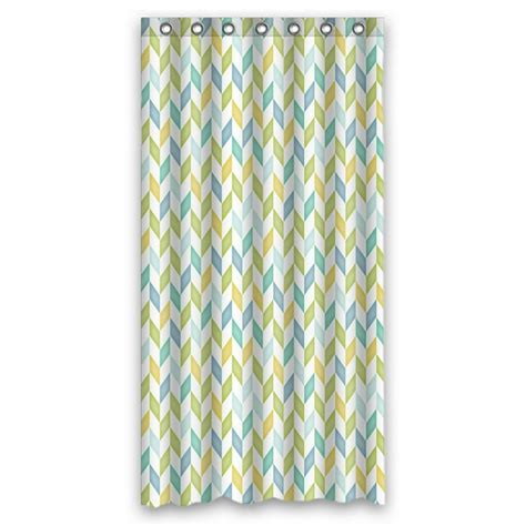 Eczjnt Blue Green Yellow Teal Chevron Shower Curtain Bathroom Waterproof Home Decor 36x72 Inch