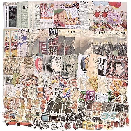 Draupnir Pcs Vintage Scrapbooking Stickers Paper Pack Diy Retro