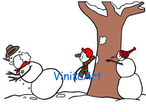 Snowmen at Night Storybook Clipart Digital Download | Etsy