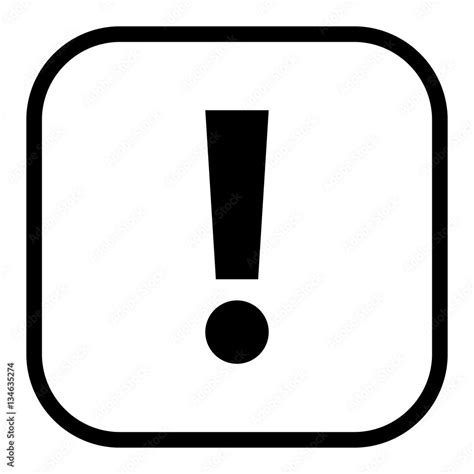 Black Square Exclamation Mark Icon Warning Sign Attention Button Stock