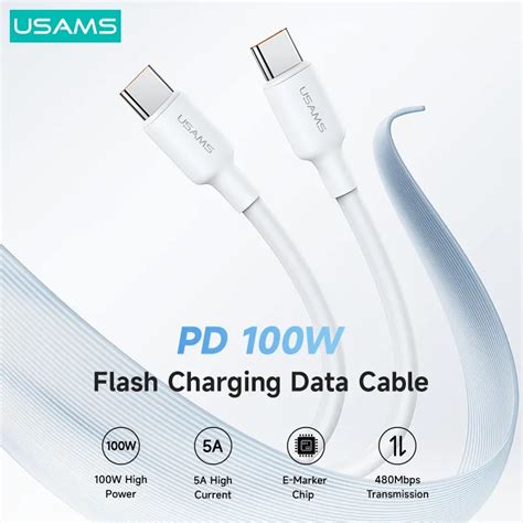 USAMS PD 100W 3A 1M 2M 3M USB IP Type C Micro Type C To IP Fast