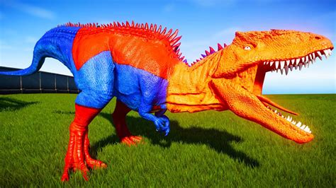 Dinosaurs Fighting Superman Giganotosaurus Vs Spiderman Indominus