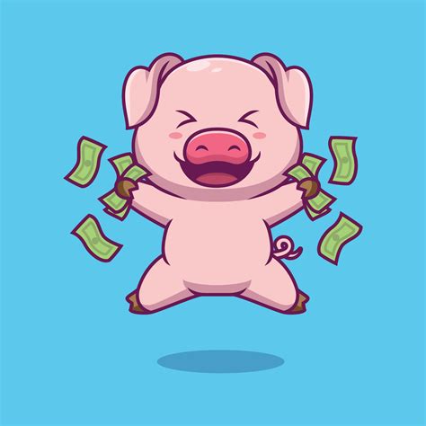 Cute Pig Holding Money Cartoon Illustration Vector Art At Vecteezy