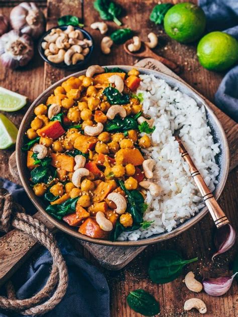 K Rbis Kichererbsen Curry Mit Spinat Und Cashewn Sse Healthy Vegan