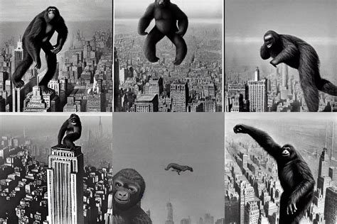 King Kong As A Giant Sloth Climbing Empire State Stable Diffusion