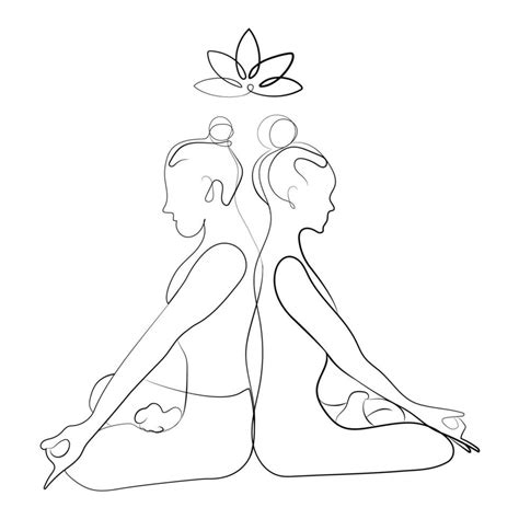 hombre y mujer en loto actitud yoga meditación línea Arte dibujo vector