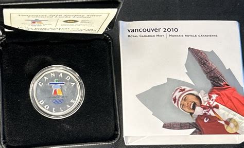 2010 Canada Olympic 1 Lucky Loonie 925 Sterling Silver Coin Colored