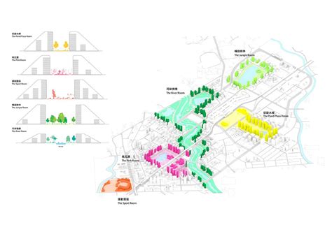 A Map Shows The Locations Of Various Buildings In Different Colors And