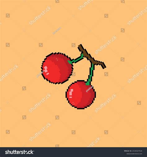 Cherry Fruit Pixel Art Style Stock Vector Royalty Free 2119327514