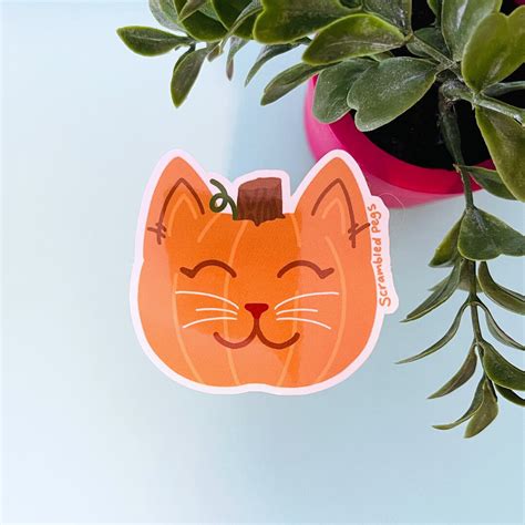 Pumpkin Cat Halloween Cute Waterproof Sticker Laptop Sticker Kawaii ...