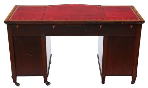 Edwardian Cross Banded Mahogany Twin Pedestal Desk