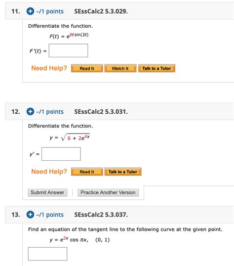 Solved Points Sesscalc Differentiate The Chegg