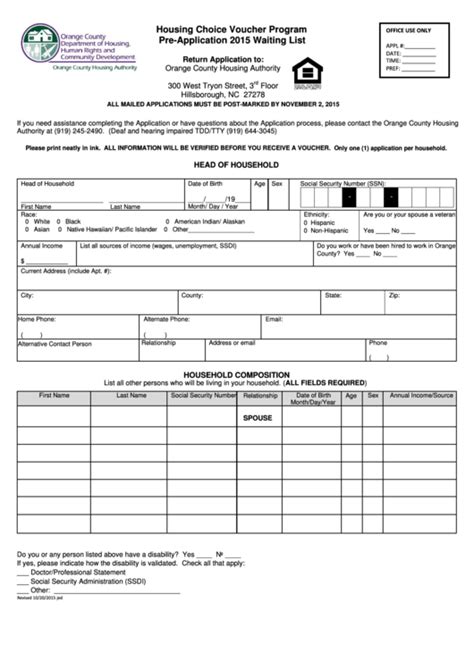 Printable Section 8 Application Form