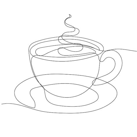 Premium Vector Continuous One Line Drawing Of Cup Coffee With Coffee