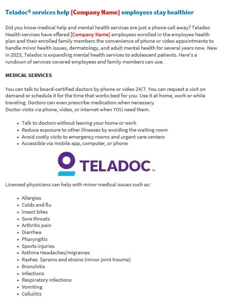 Employer Resource Toolkit For Teladoc WPS