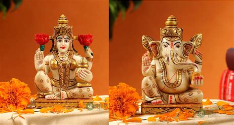 Buy Mukundra Art N Craft 12cm Goddess Lakshmi Ganesha Statue Marble