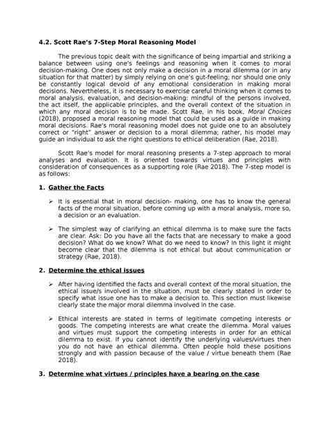 Scott Rae Step Model Scott Raes Step Moral Reasoning Model