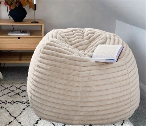 Buy Premium Striped Round Shape Fur Bean Bag With Bean Chairs Couch