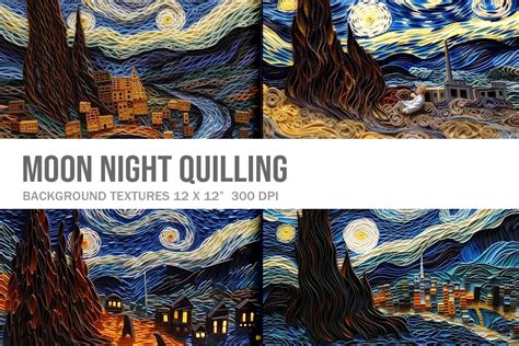 3d Moon Night Quilling Van Goghs Style Graphic By Lalunashop · Creative Fabrica